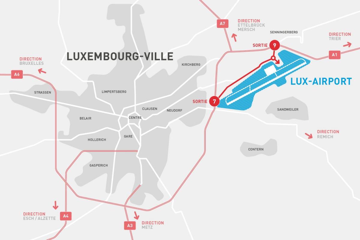 карта аэропорт Люксембург