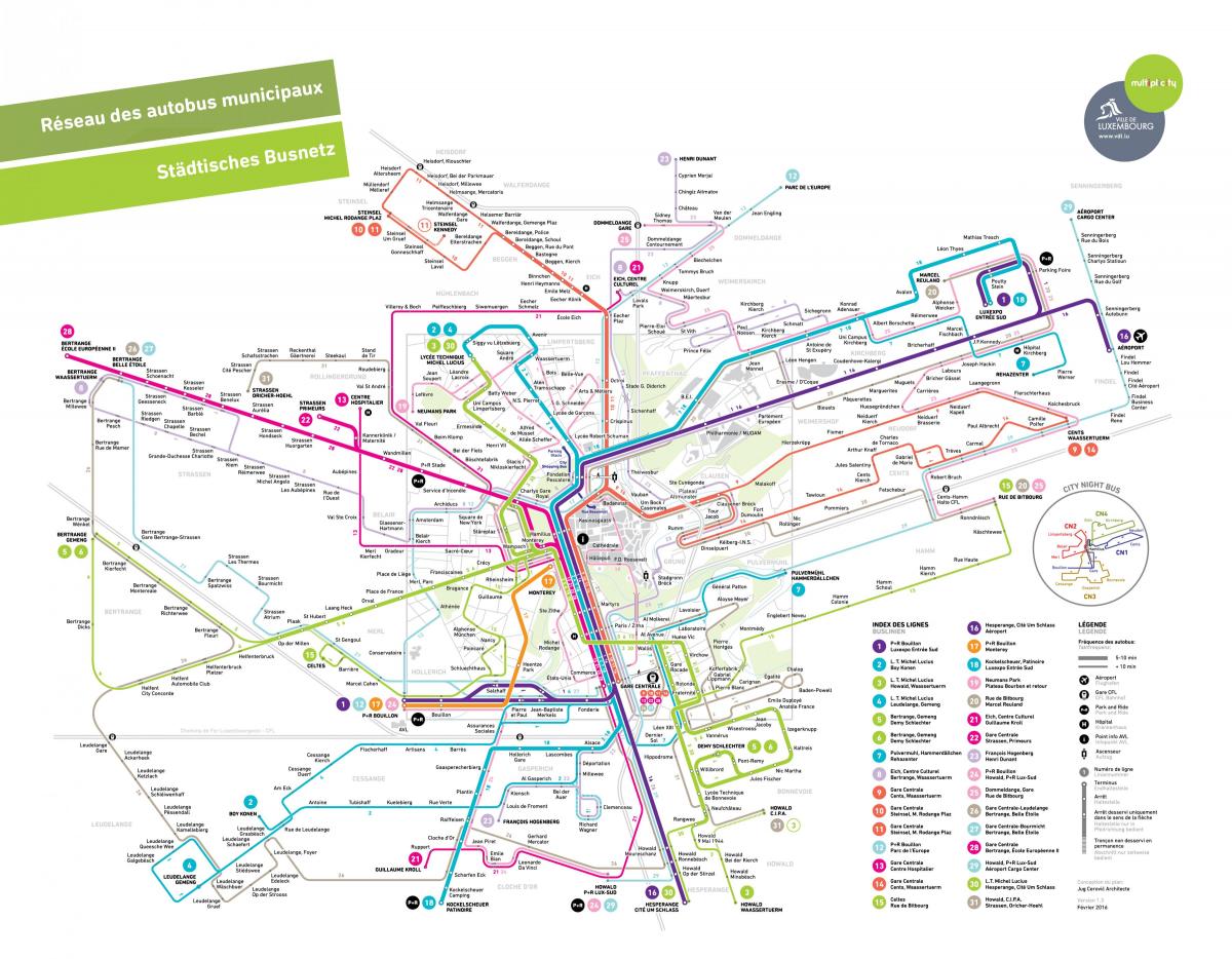 Люксембург карта автобусных маршрутов