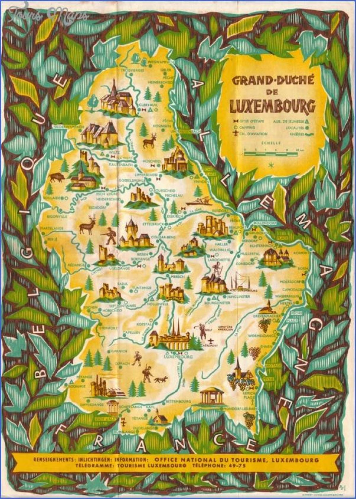 карта Люксембурга достопримечательности