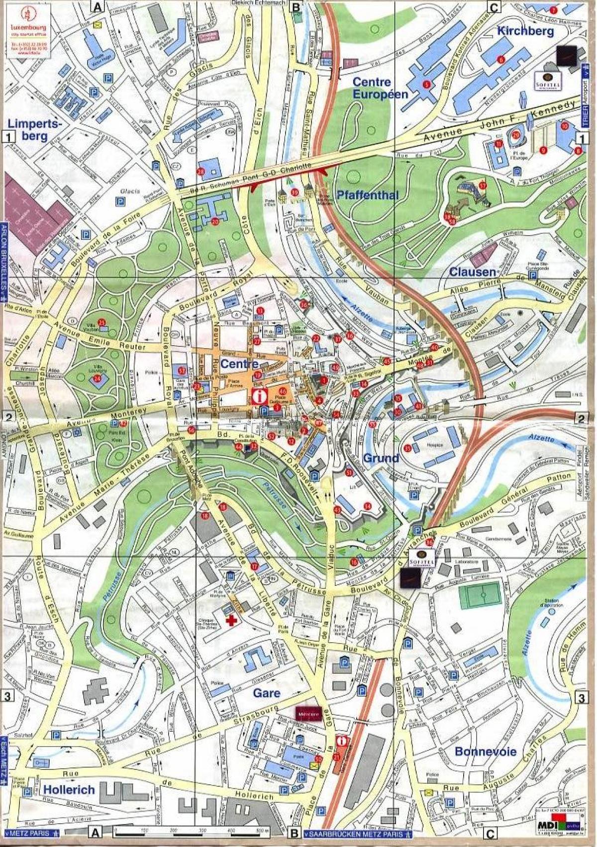 карта Люксембурга Старый город